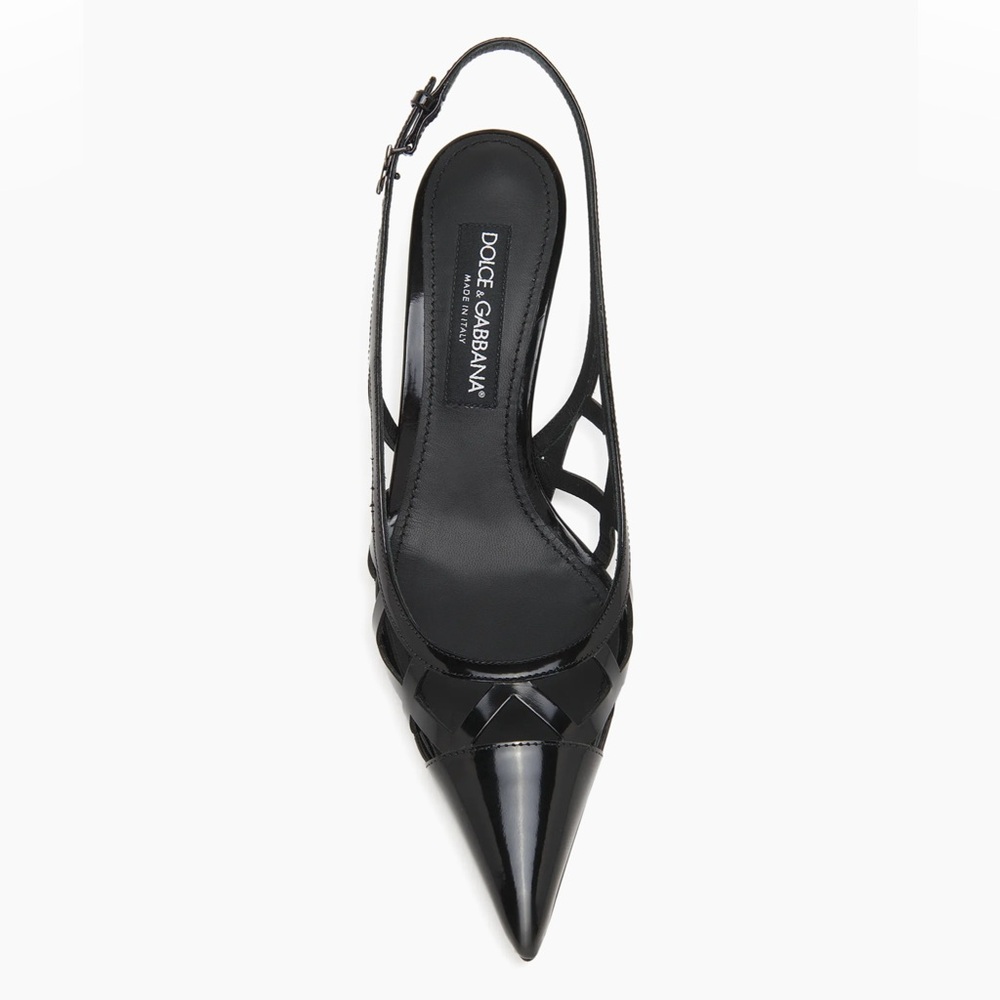 Dolce & Gabbana Lollo Slingback Pumps Black Leather Size 36 NIB - Picture 2 of 14